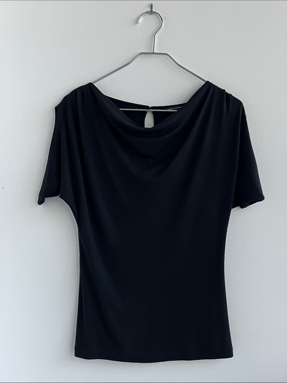 Banana Republic Black Cowl Neck Short Sleeve Top